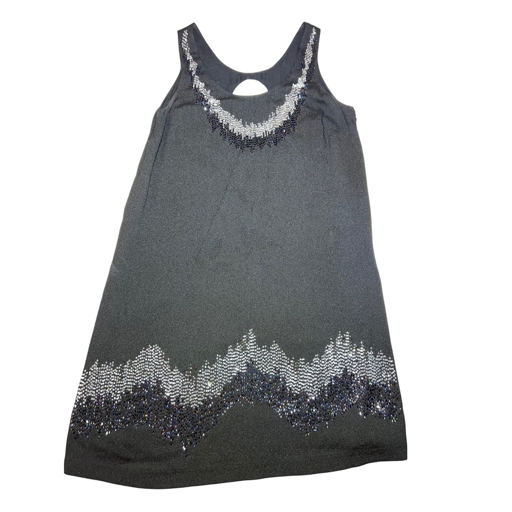 MM Couture by Miss Me Black Beaded Keyhole Back Mini Dress Womens Small Party